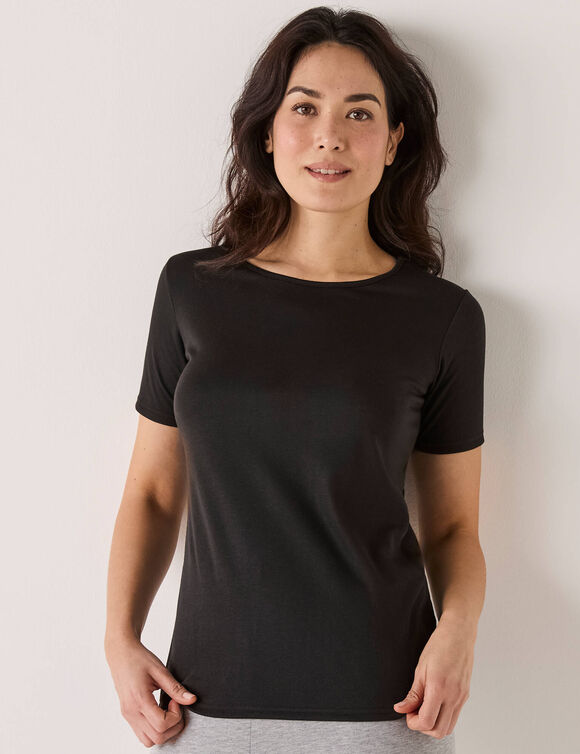 T-shirt thermique col rond - manches courtes (noir)