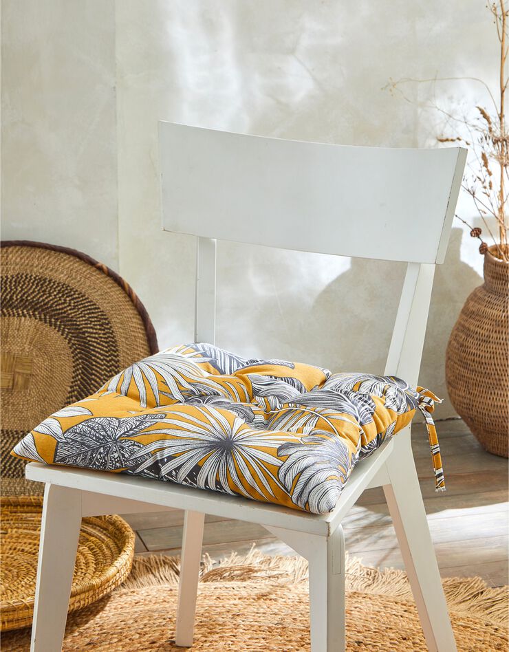 Galette de chaise imprimé tropical - lot de 2 (jaune)