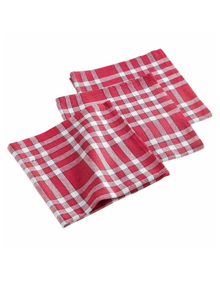 Serviette de table carreaux - Lot de 3 (rouge)