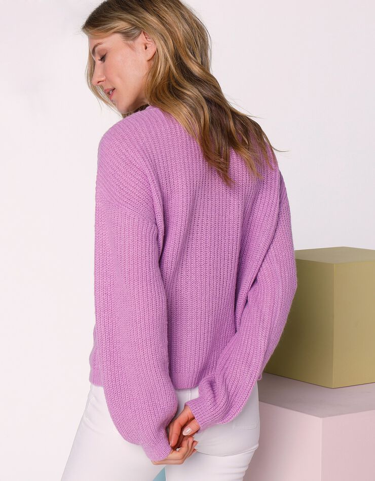 Pull boîte manches longues, maille anglaise &lt;br/&gt; (parme)