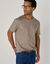 T-shirt col rond manches courtes - lot de 3 (taupe + chocolat + bleu gris)