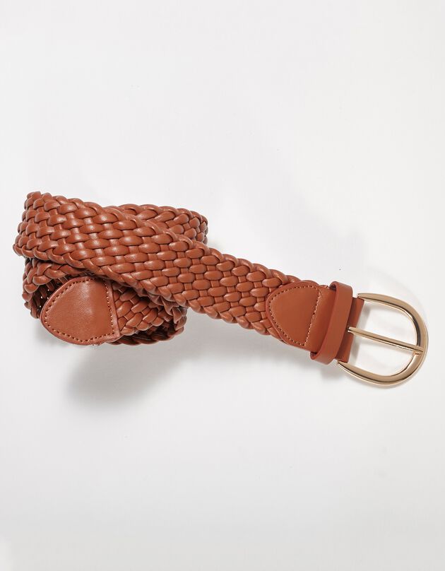 Ceinture tressée boucle ovale (caramel)