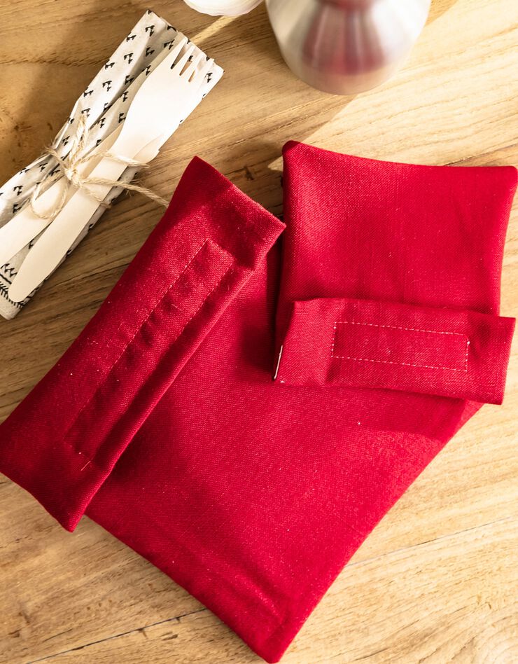 Pochettes alimentaires en tissu pour club sandwich et encas - collection upcycling (rouge) Pochettes alimentaires en tissu pour club sandwich et encas - collection upcycling (rouge)