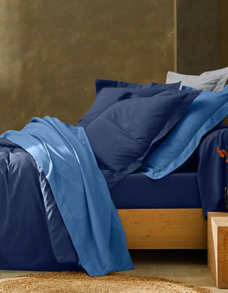 Linge de lit uni coton (océan)