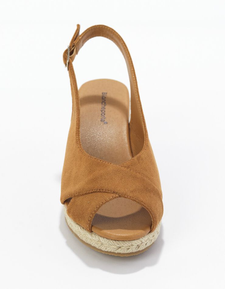 Sandales compensées corde à talon et bout ouverts (caramel)