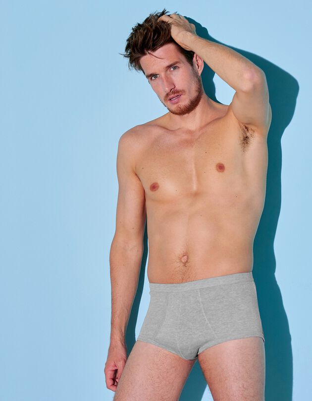 Slip ouvert taille haute - lot de 3 (gris chiné)