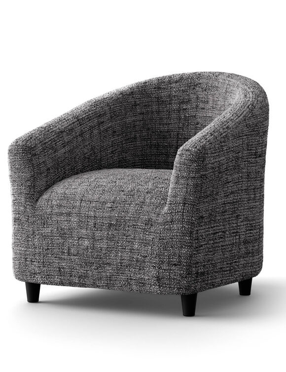 Housse microfibre bi-extensible effet faux uni sp&eacute;ciale fauteuil cabriolet (gris anthracite)