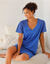 Chemise de nuit courte jersey et broderie anglaise (bleu)