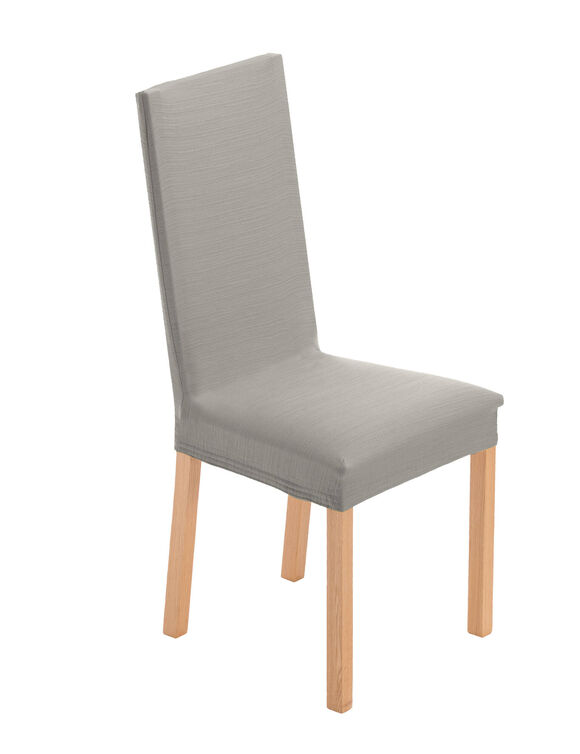 Housse chaise unie extensible - housse int&eacute;grale ou assise seule (gris perle)