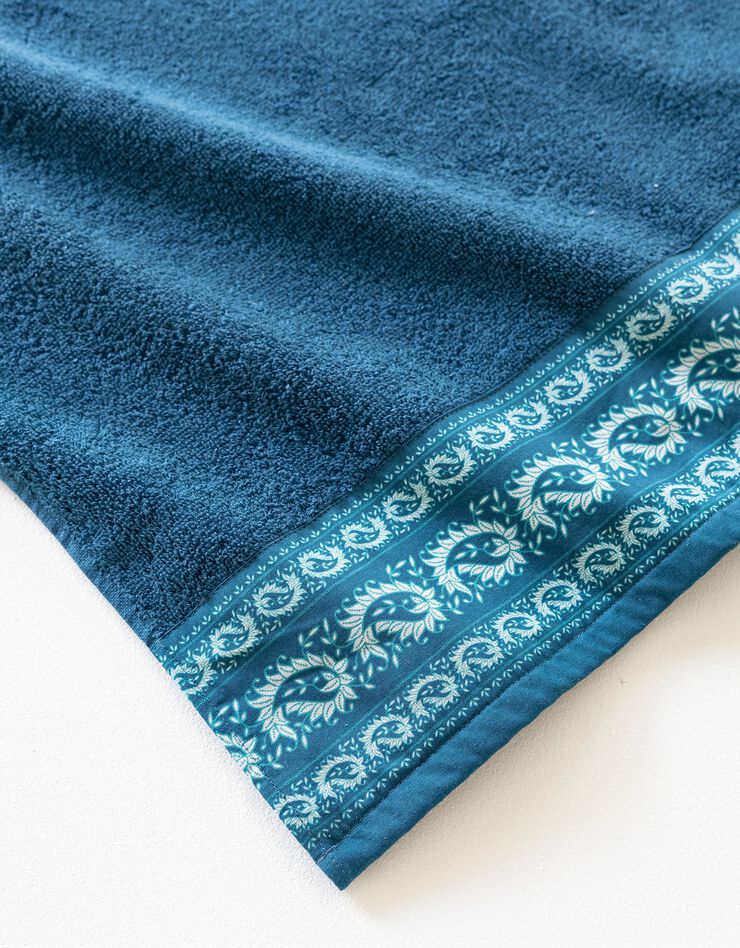 Éponge bouclette 420 g/m² liteau imprimé cachemire (bleu paon) Éponge bouclette 420 g/m² liteau imprimé cachemire (bleu paon)