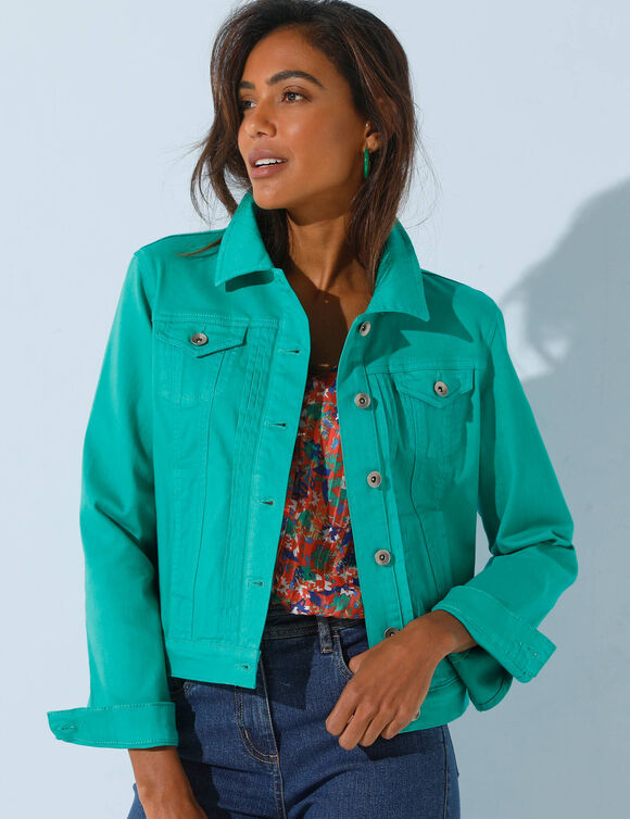 Veste boutonnée plis fantaisie (vert émeraude)