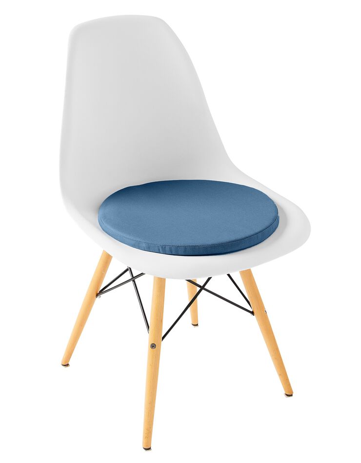 Galette de chaise unie ronde coton - lot de 2 (bleu prusse)