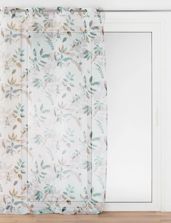 Voilage motif v&eacute;g&eacute;tal (vert / caramel)