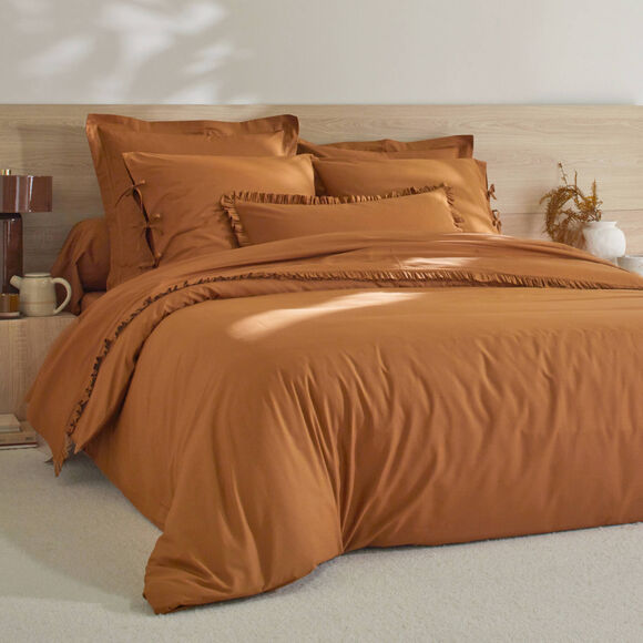 Linge de lit uni percale (châtaigne)