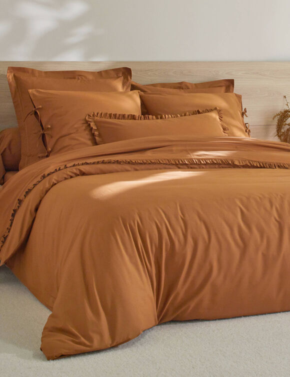 Linge de lit uni percale (châtaigne)