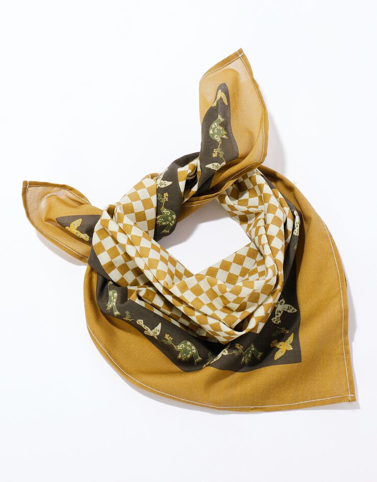 Foulard fabriqué en France imprimé géométrique, 70 x 70 cm - coton (kaki) Foulard fabriqué en France imprimé géométrique, 70 x 70 cm - coton (kaki)
