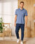Polo uni maille piquée manches courtes (bleu jean)