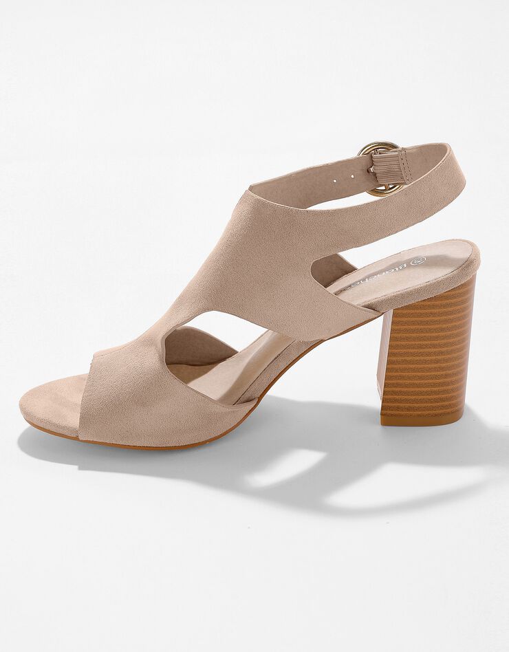 Sandales enveloppantes à talon bois (beige)