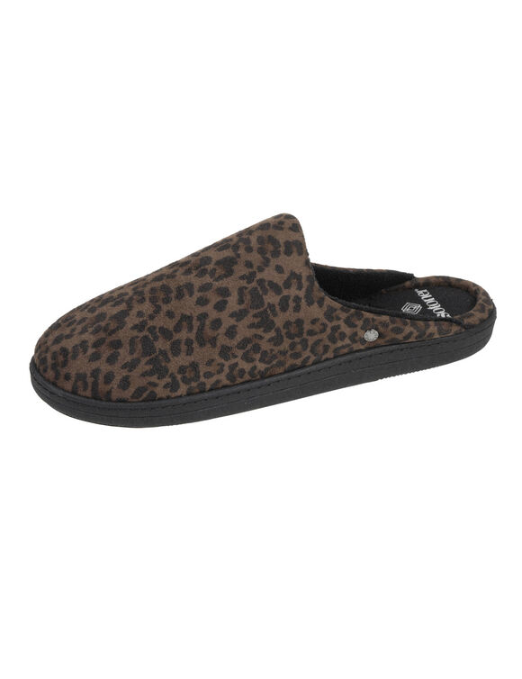 Mules chaussons ergonomiques imprim&eacute; peu de b&ecirc;te (marron / noir)