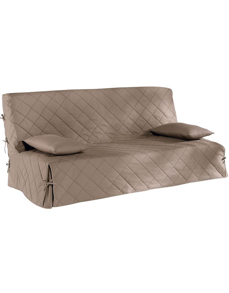 Housse clic-clac standard matelassée coton bachette uni (taupe)
