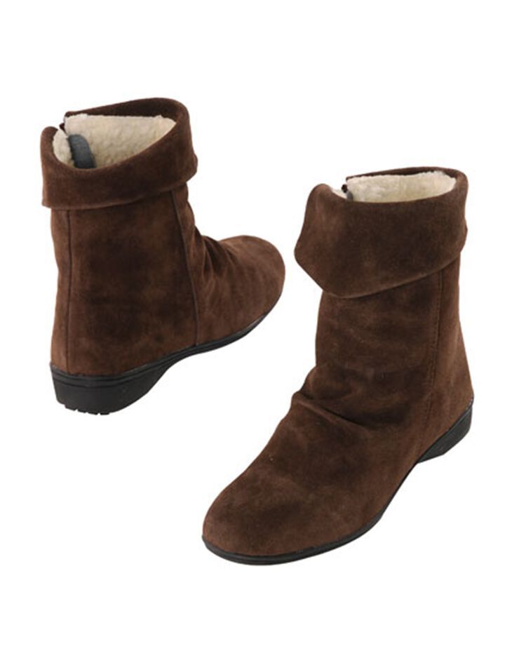 Boots fourrées en croûte de cuir (marron)