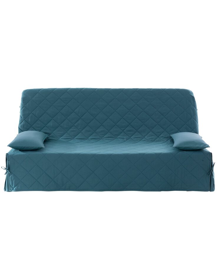 Housse clic-clac standard matelassée coton bachette uni (bleu)