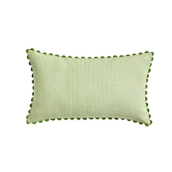 Coussin rectangulaire rayé coton (vert)