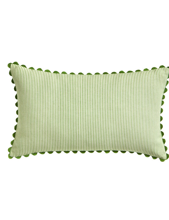 Coussin rectangulaire rayé coton (vert)