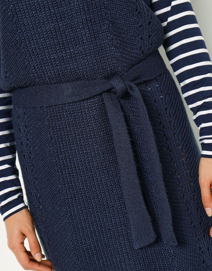 Robe manches courtes ceinturée - toucher mohair (marine) Robe manches courtes ceinturée - toucher mohair (marine)