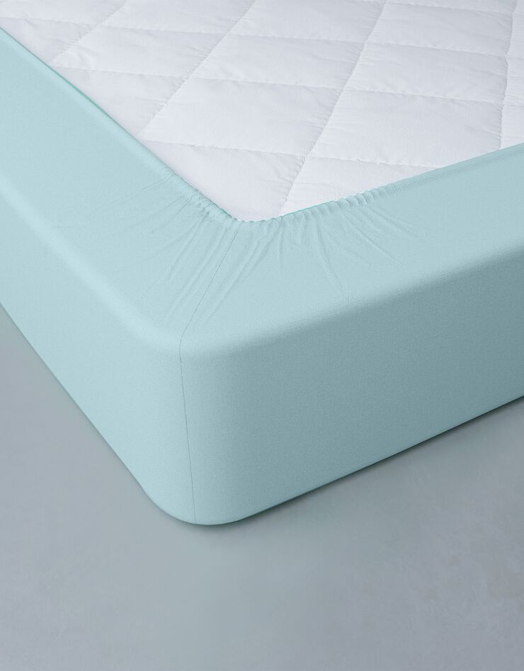 Drap-housse uni coton bonnet 32 cm (céladon)