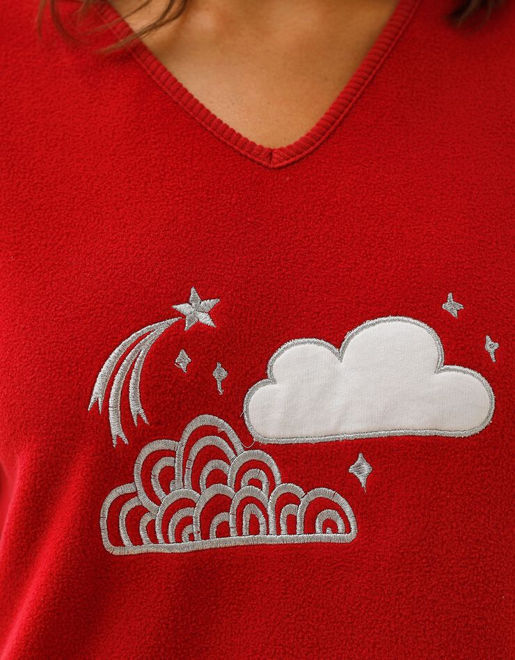 Pyjama complet nuages, polaire et manches longues (bordeaux)