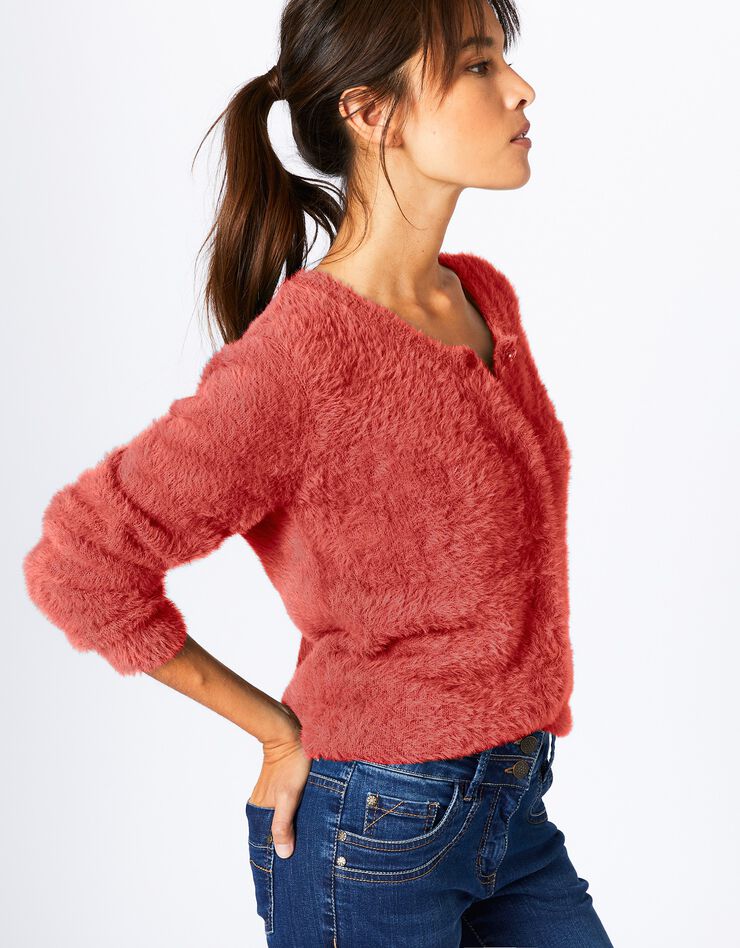Cardigan en maille douceur (corail) Cardigan en maille douceur (corail)