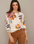 Pull imprimé fleurs (écru / rose)