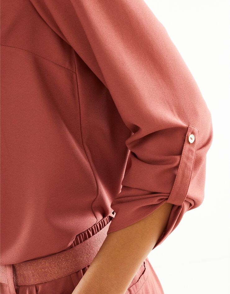 Blouse unie crêpe fluide détails dorés (terracotta) Blouse unie crêpe fluide détails dorés (terracotta)