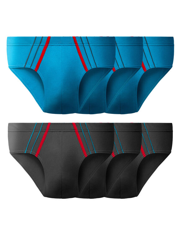 Slip taille confort - lot de 6 (bleu / gris)