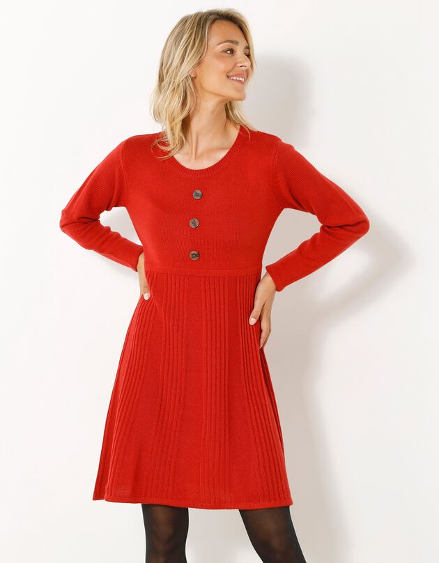 Robe pull boutonnée (paprika)