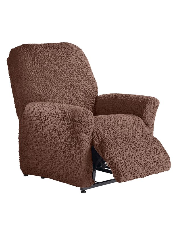 Housse gaufrée bi-extensible spéciale fauteuil relaxation  (chocolat)