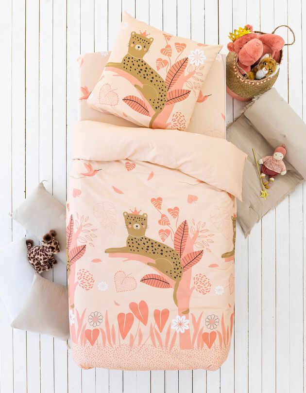 Linge de lit enfant Reina imprimé 1 personne - coton (rose)