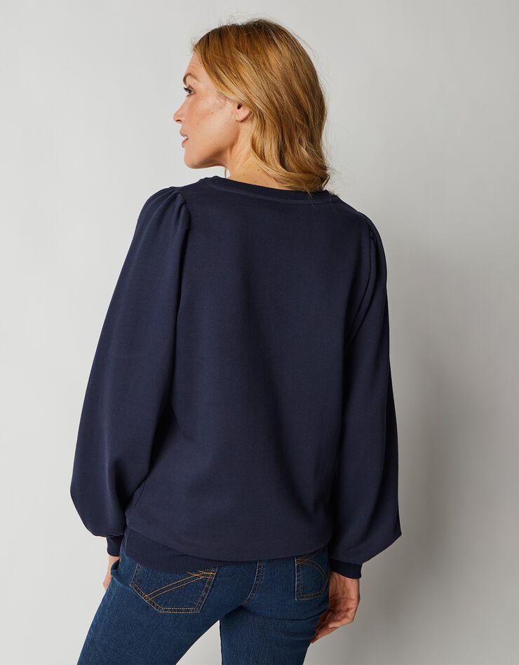Sweat molleton brodé coeur coupe loose (indigo) Sweat molleton brodé coeur coupe loose (indigo)