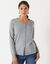 Cardigan boutonné col rond uni, toucher doux (gris chiné)