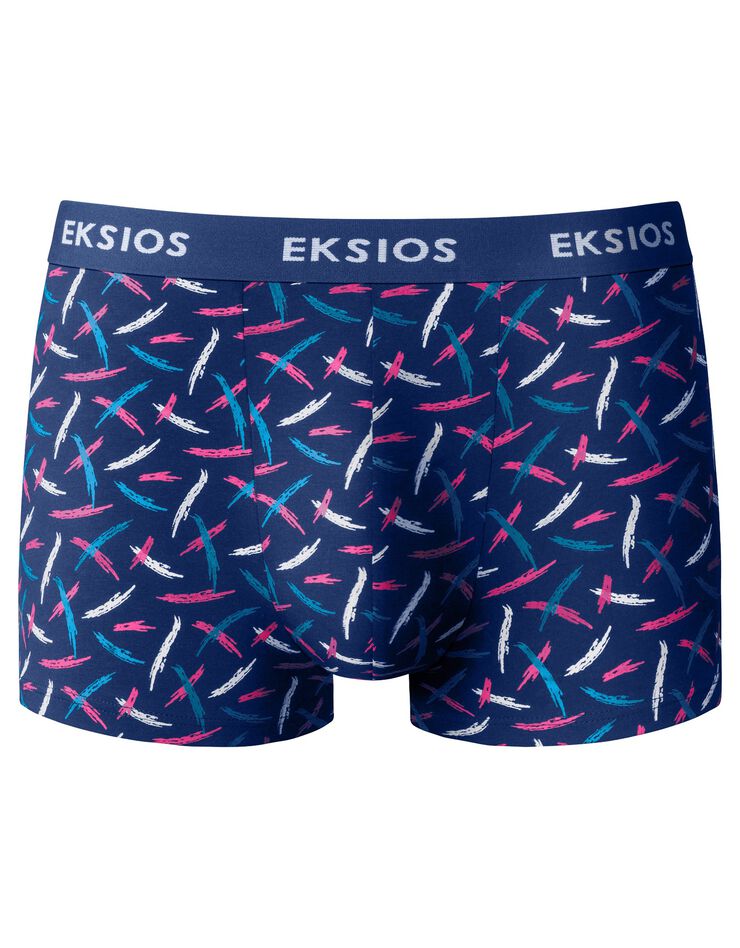 Boxer fermé imprimé "traits" - lot de 3 (indigo / gris) Boxer fermé imprimé "traits" - lot de 3 (indigo / gris)