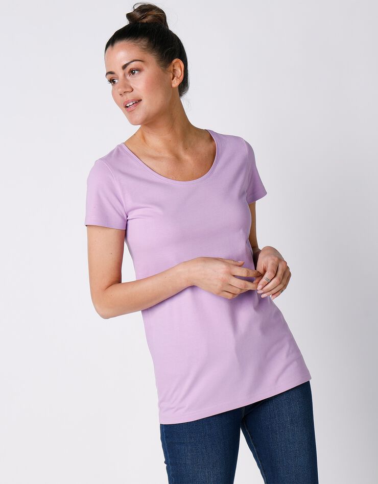 Tee-shirt uni manches courtes en coton bio, éco-responsable (parme) Tee-shirt uni manches courtes en coton bio, éco-responsable (parme)