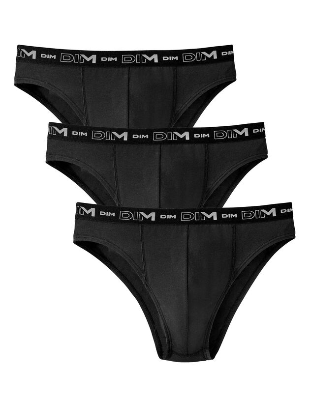 Slip coton stretch coloris assortis - lot de 3 (noir)