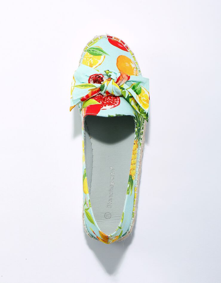 Mocassins espadrilles imprimées à noeud semelle corde crantée (multicolore) Mocassins espadrilles imprimées à noeud semelle corde crantée (multicolore)