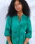 Robe longue broderie anglaise, manches 3/4 blousantes (vert émeraude)