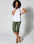 Corsaire toile stretch, effet ventre plat (kaki)
