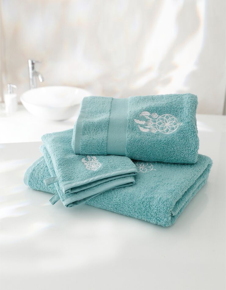 Éponge coton broderie attrape rêves - 420g/m² (vert d'eau) Éponge coton broderie attrape rêves - 420g/m² (vert d'eau)