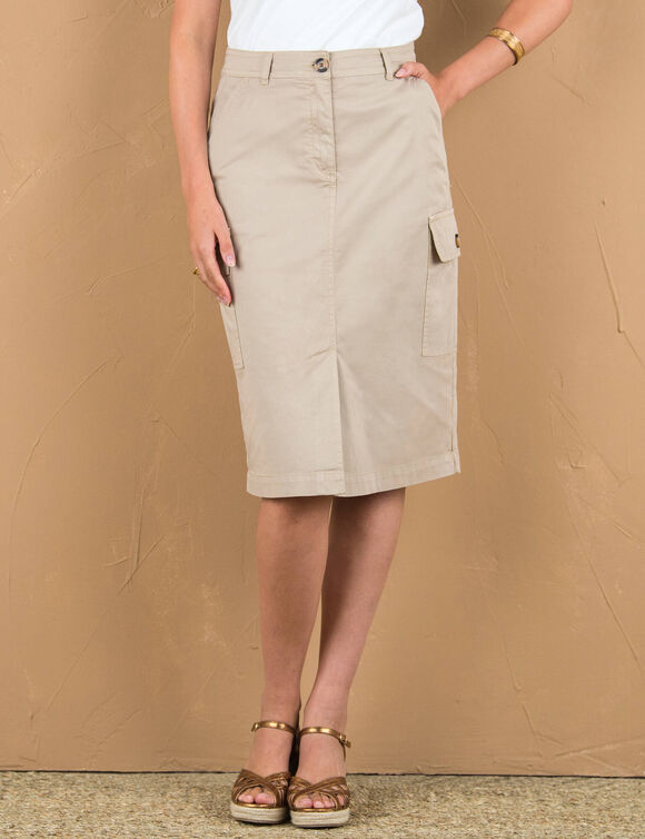 Jupe uni cargo (sable)