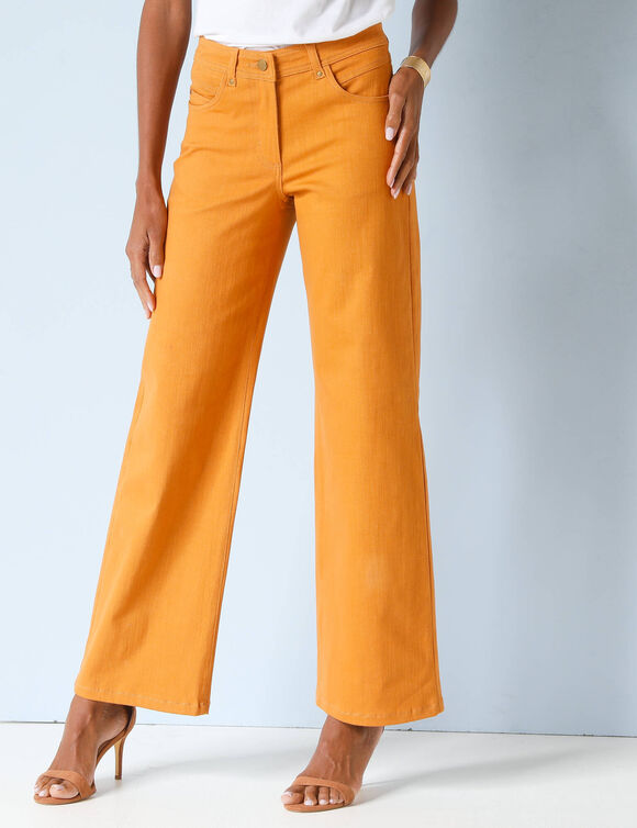 Pantalon couleur coupe large 5 poches (safran)