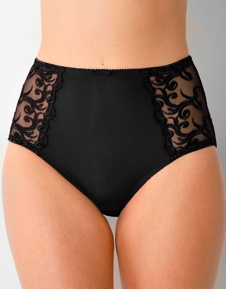 Gainette ventre plat microfibre tulle brodé Sienne - lot de 2 (blanc + noir)